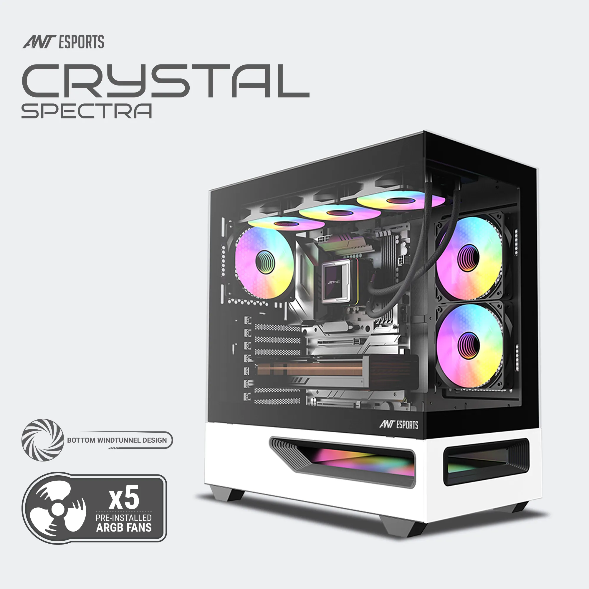 Ant Esports Mid Tower Gaming Cabinet (E-ATX/ATX/M-ATX/M-ITX) Crystal Spectra view 7